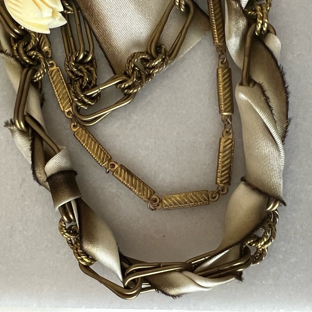 Loft Gold Tone Ribbon and Flower Necklace - Picture 11 of 12